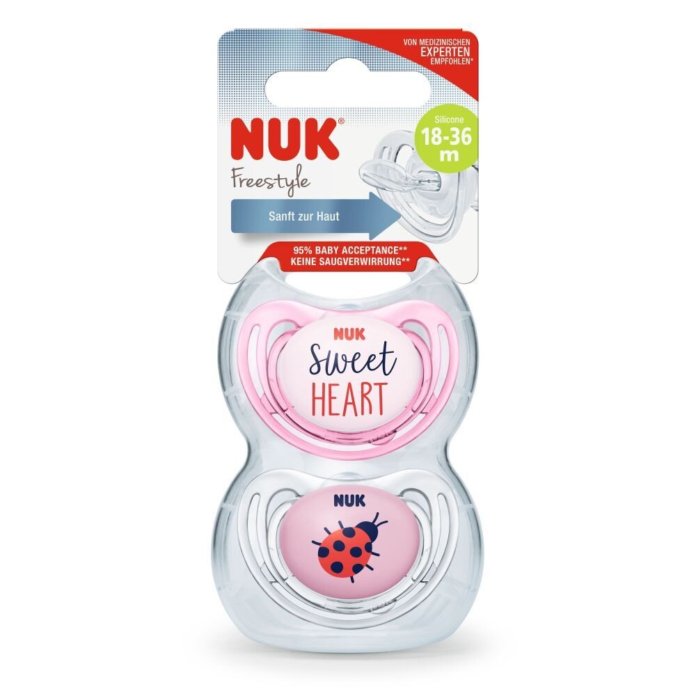 NUK Set 2 suzete Freestyle silicon M3 rose 18-36 luni