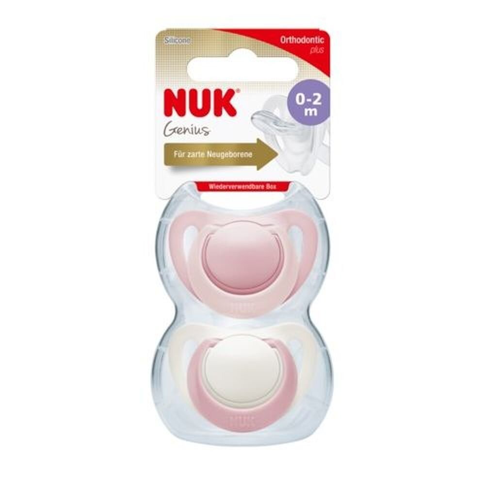 NUK Set 2 suzete Genius silicon M0 rose 0-2 luni