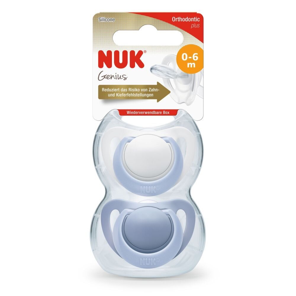 NUK Set 2 suzete Genius silicon M1 blue 0-6 luni