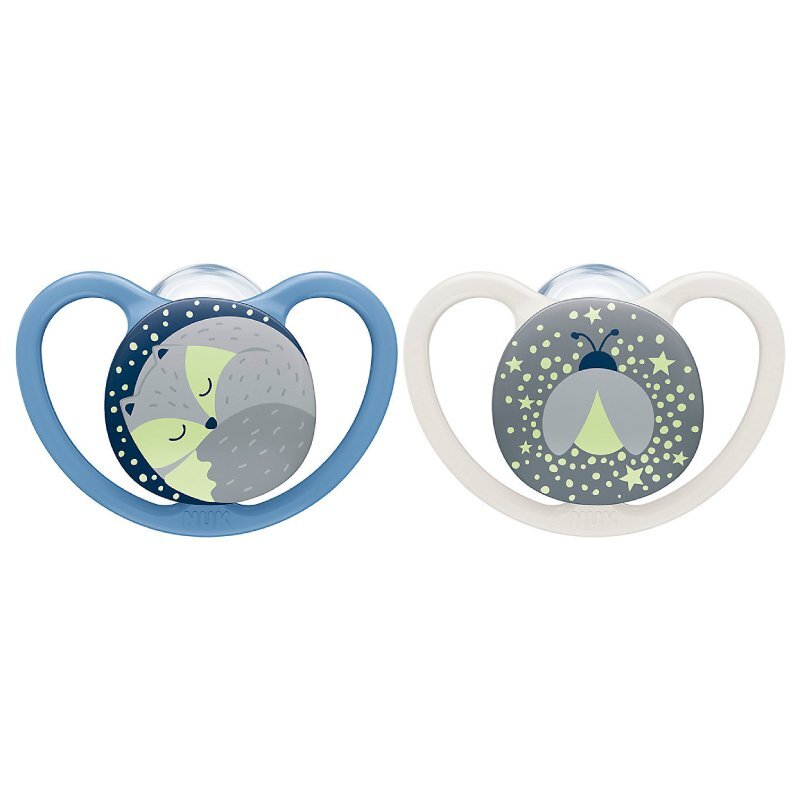 NUK Set 2 suzete Space Night silicon 0-6 luni albastru