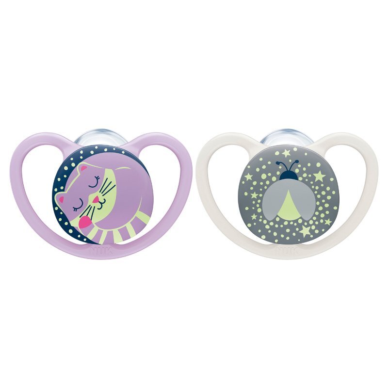 NUK Set 2 suzete Space Night Silicon 6-18 luni roz