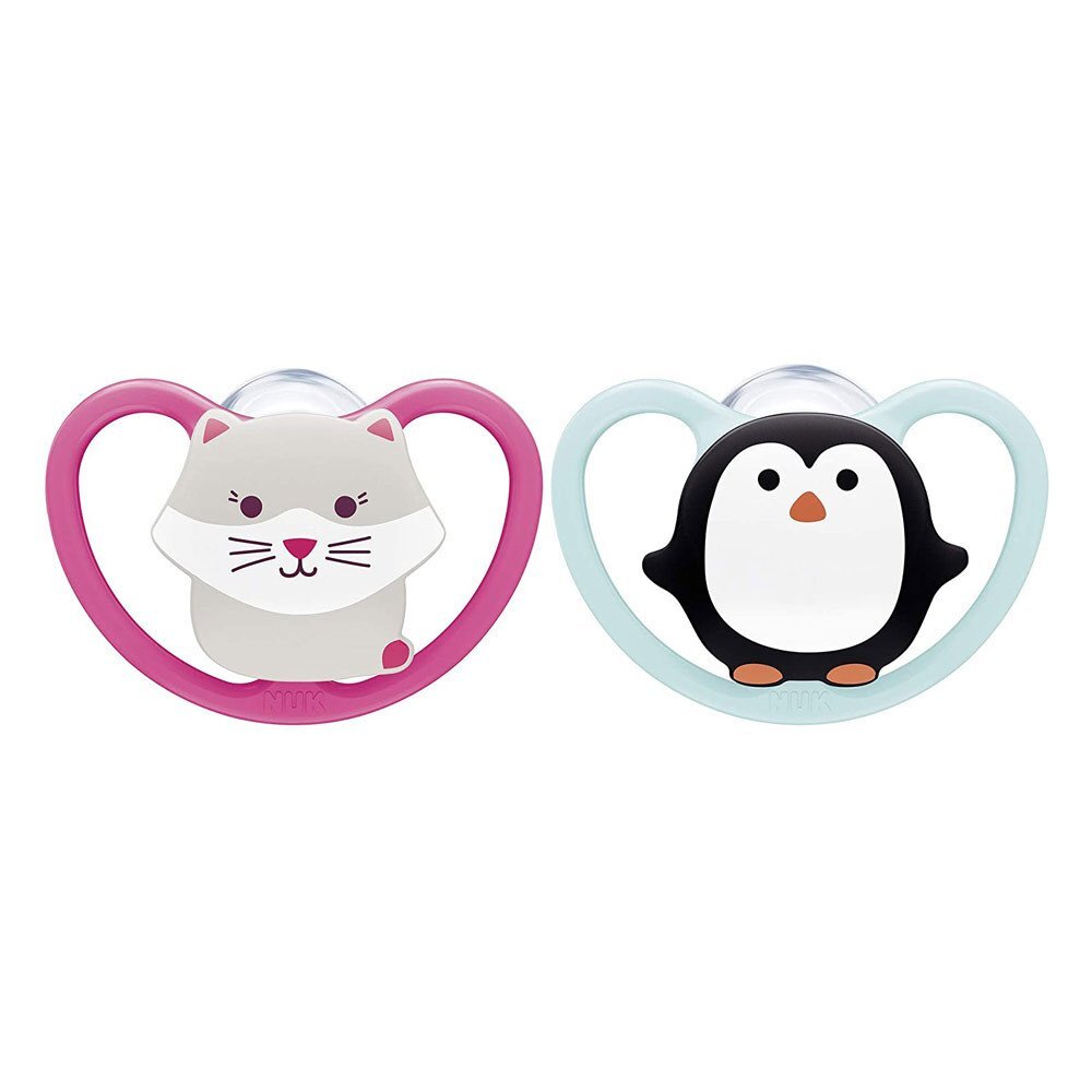 NUK Set 2 suzete Space silicon M3 rose 18-36 luni