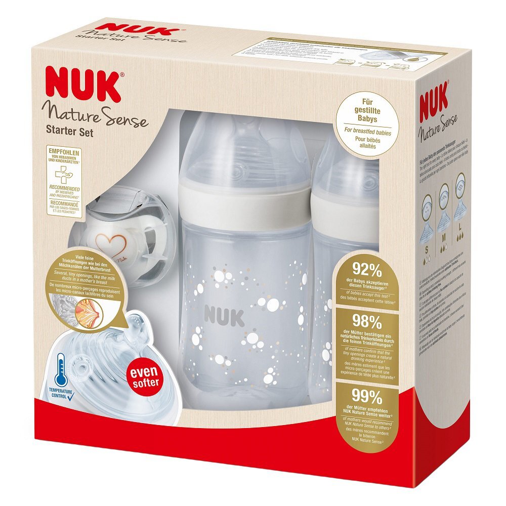 NUK Set nou nascut Nature Sense Start Twin cu control temperatura alb