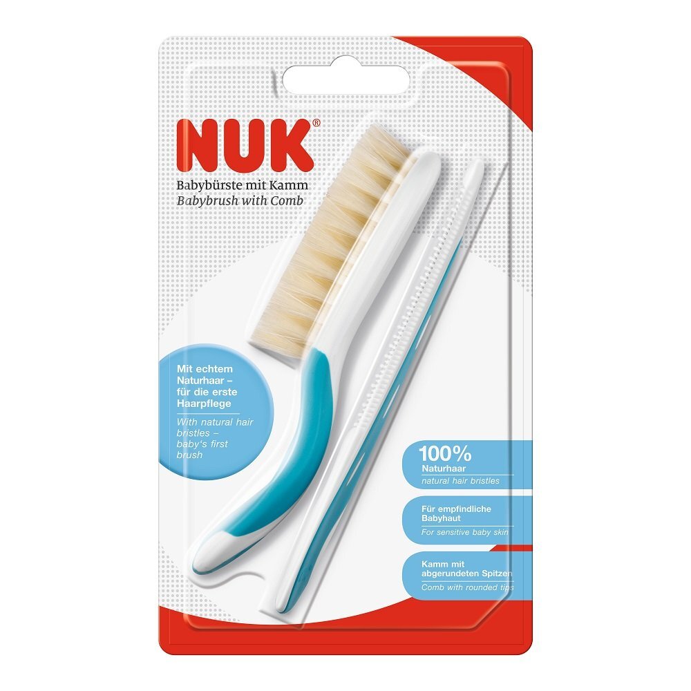 NUK Set perie par natural si piepten bleu