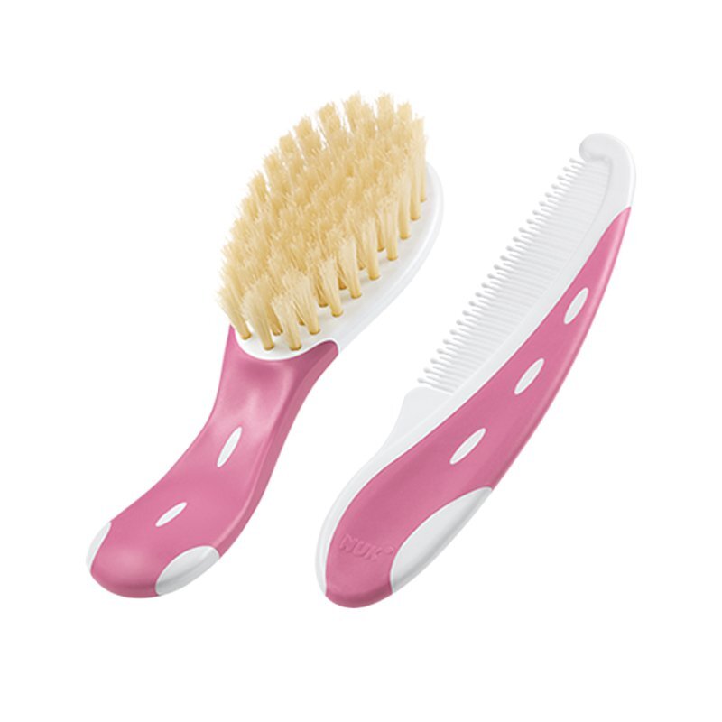 NUK Set perie par natural si piepten roz
