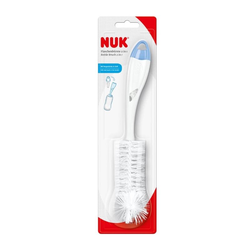 NUK Set perii 2 in 1 spalat biberoane si tetine albastru