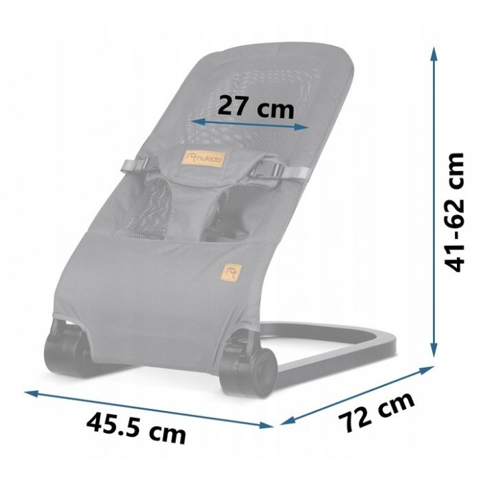 Nukido Balansoar 2in1 pentru bebelusi Baby Bouncer Gri deschis de la nastere si pana la 9kg pliabil centura de siguranta spatar reglabil husa detasabila si jucarii
