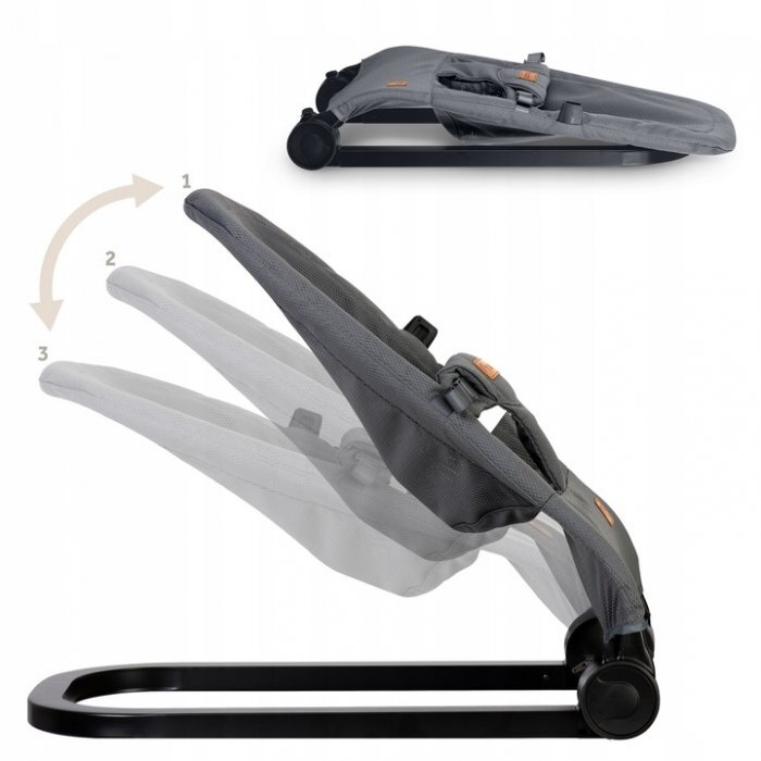 Nukido Balansoar 2in1 pentru bebelusi Baby Bouncer Gri deschis de la nastere si pana la 9kg pliabil centura de siguranta spatar reglabil husa detasabila si jucarii