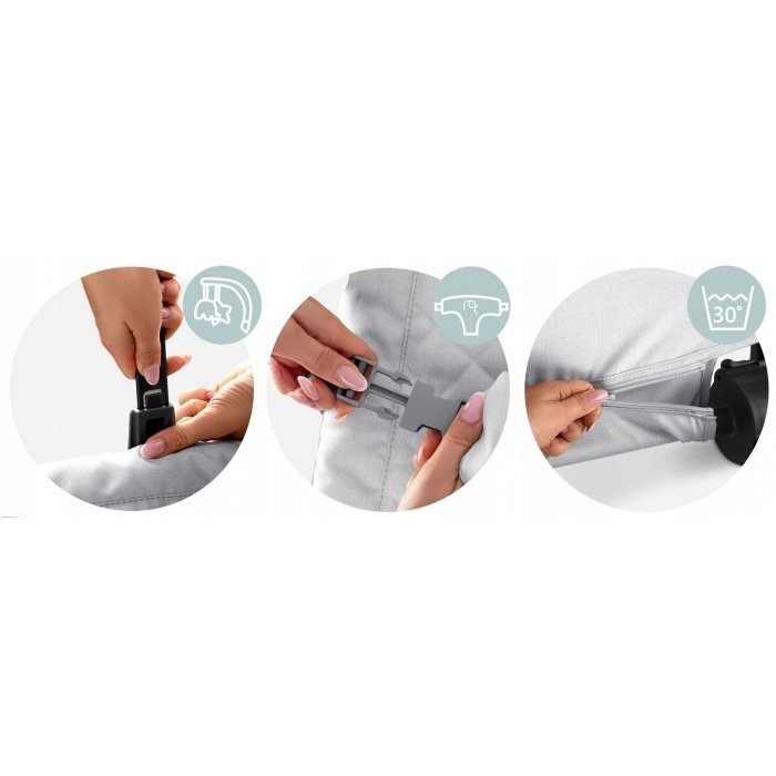 Nukido Balansoar 2in1 pentru bebelusi Baby Bouncer Gri deschis de la nastere si pana la 9kg pliabil centura de siguranta spatar reglabil husa detasabila si jucarii