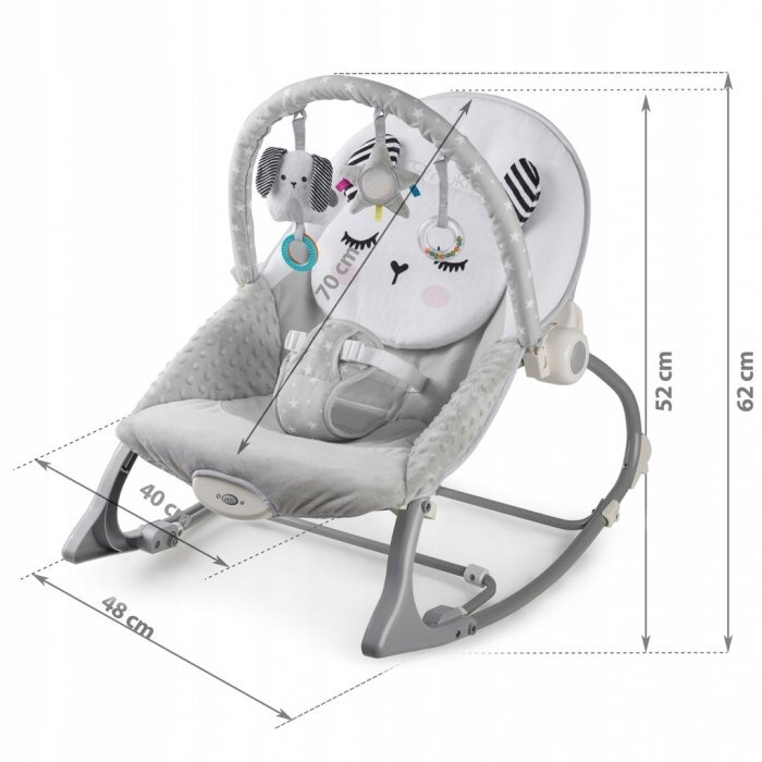 Nukido Balansoar multifunctional cu vibratii panda 3 jucarii 705100 Gri