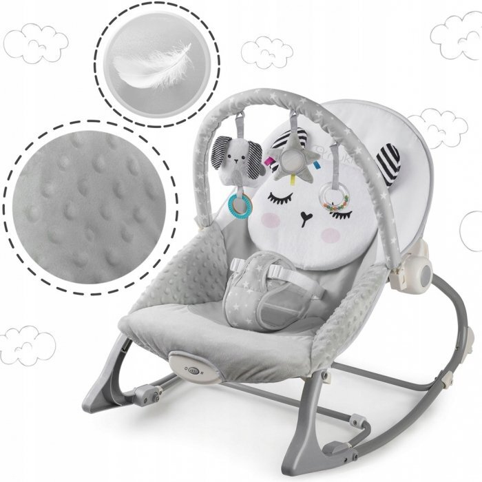Nukido Balansoar multifunctional cu vibratii panda 3 jucarii 705100 Gri