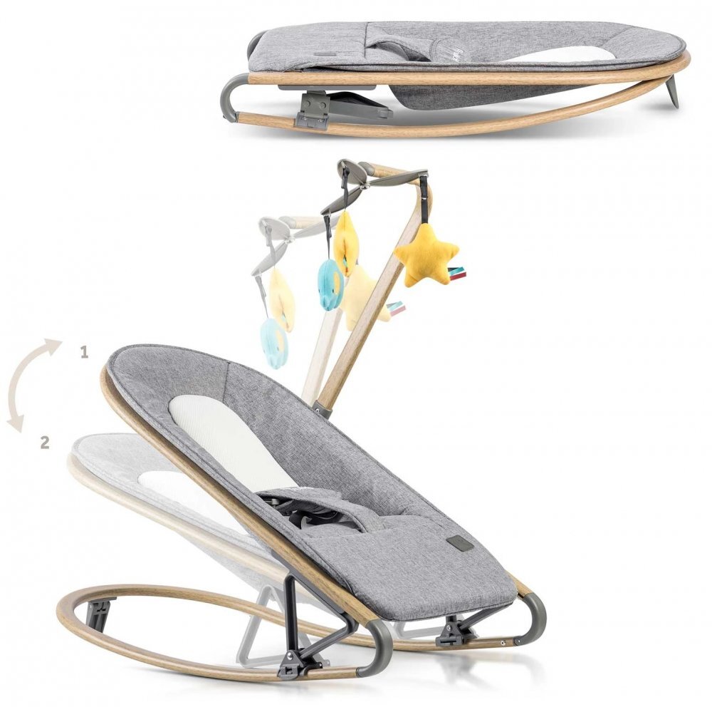 Nukido Balansoar pentru bebelusi cu pliere compactaspatar reglabilcentura de sigurantahusa detasabilajucarii detasabilede la nastere pana la 9kg Gri
