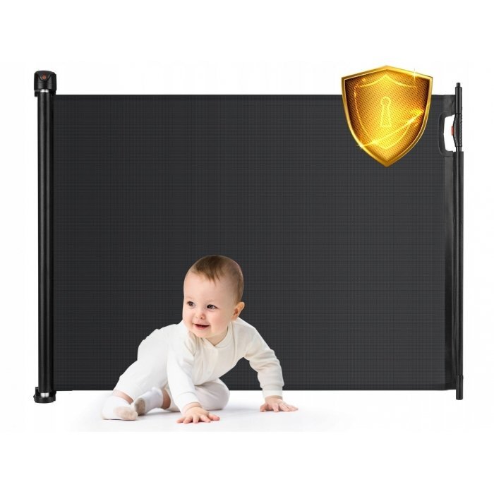 Nukido Bariera de protectie extensibila pentru scari si usi 50-140 cm 718400 negru