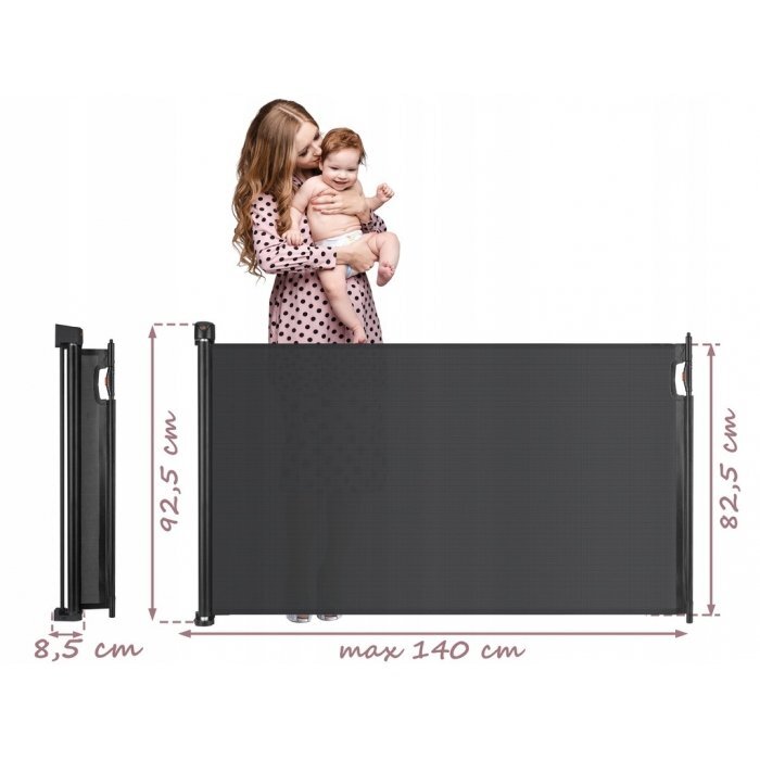 Nukido Bariera de protectie extensibila pentru scari si usi 50-140 cm 718400 negru