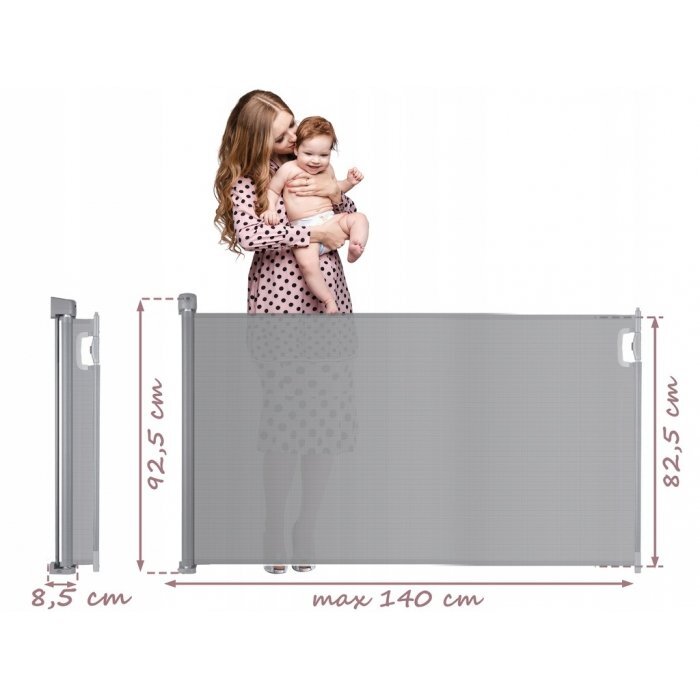 Nukido Bariera de protectie extensibila pentru scari si usi 50-140 cm 718401 gri