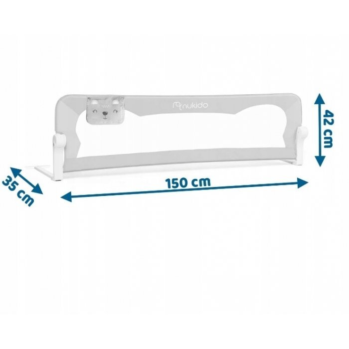 Nukido Bariera de protectie pentru pat 150x35 x42 cm Gri