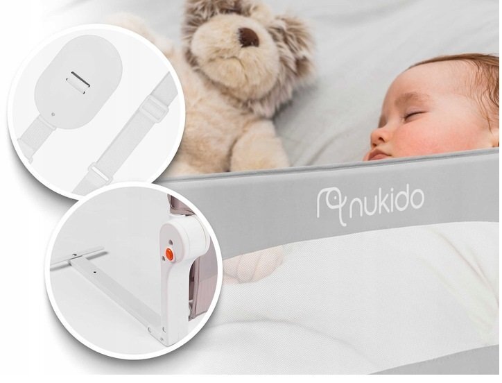 Nukido Bariera de protectie pentru pat 150x35 x42 cm Gri