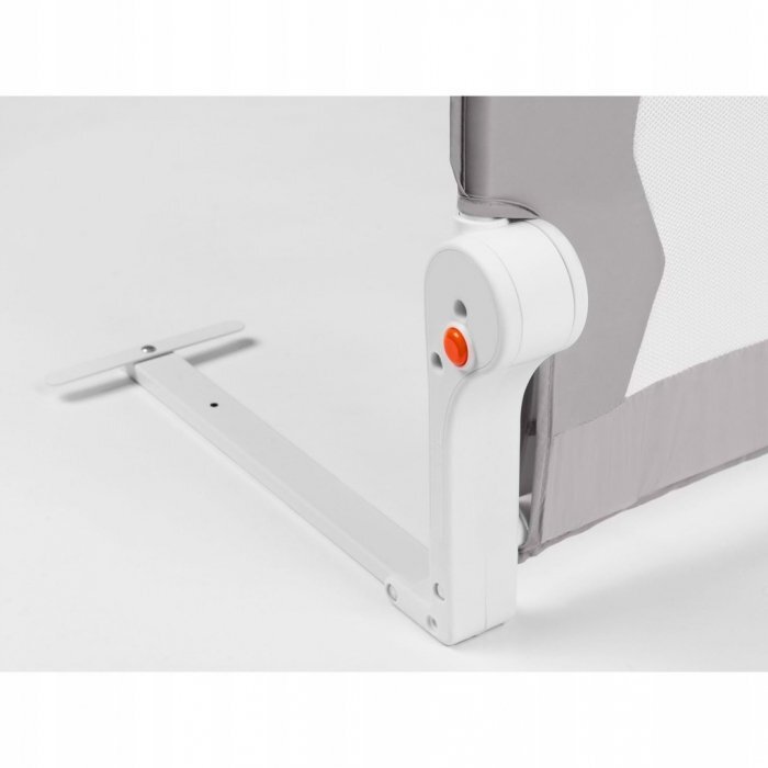 Nukido Bariera de protectie pentru pat copii Gri 180 x 35 x 42 cmcadru rezistentsistem de siguranta impotriva plierii accidentalecenturi de siguranta si buzunar de depozitare