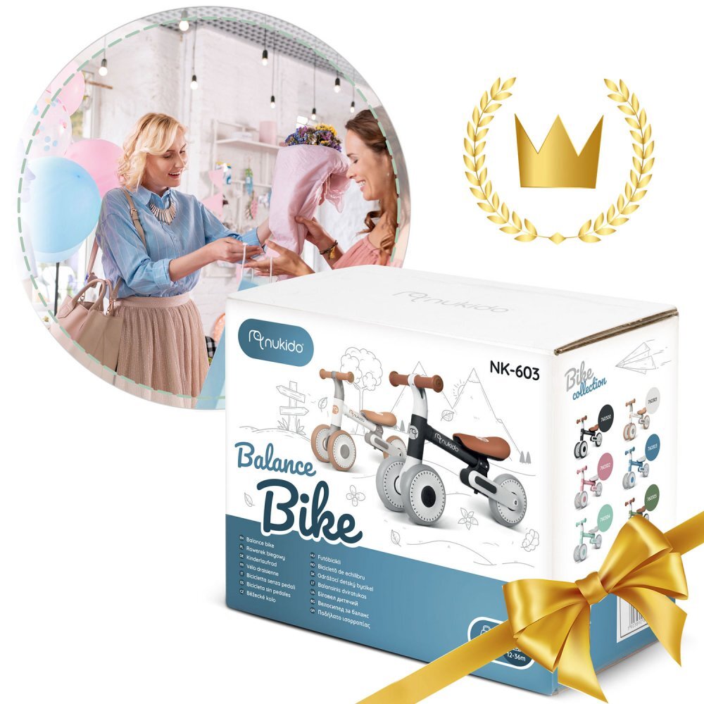 Nukido Bicicleta de echilibru Ride On Verde Inchisde la 12 luniscaun moaleinaltime sezut reglabilaroti din spuma EVAcadru rezistentmanere ergonomice cu opritoareUnghi de virare sigur al rotii cu protectie anti-rotatie