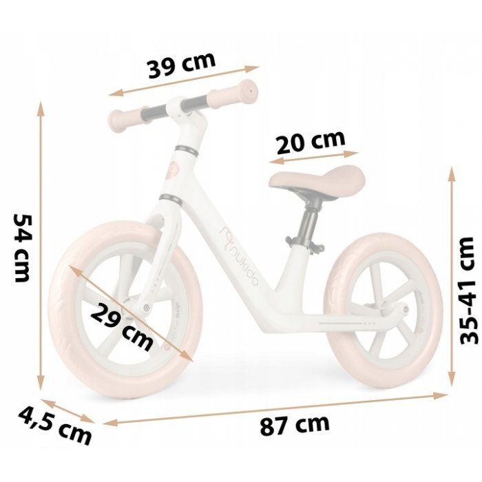 Nukido Bicicleta fara pedale pentru copii 87x39x54 cm roti EVA Light Flee Bej