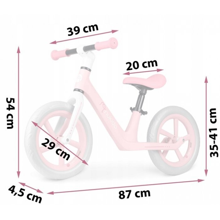Nukido Bicicleta fara pedale pentru copii 87x39x54 cm roti EVA Light Flee Roz