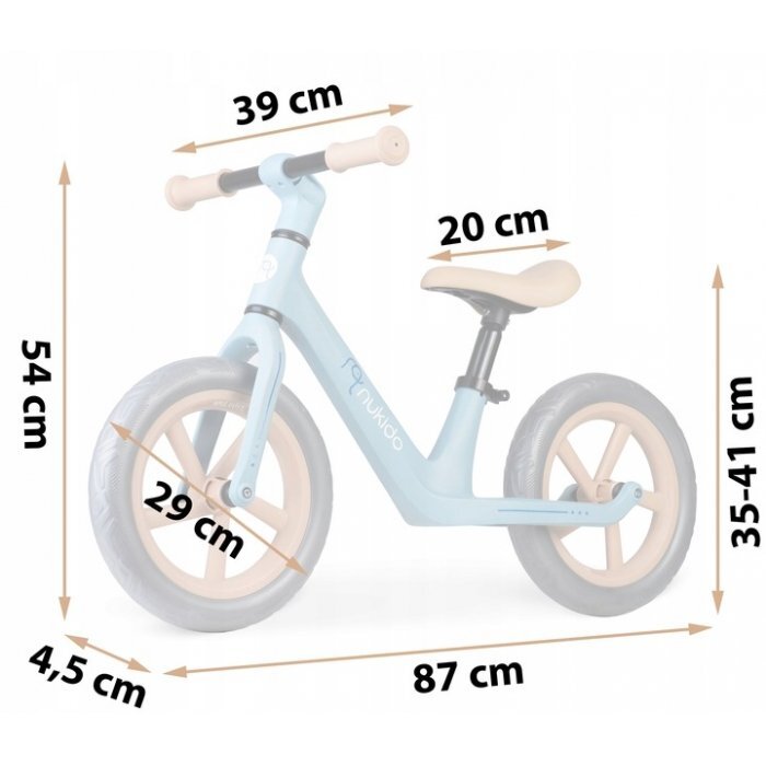 Nukido Bicicleta fara pedale pentru copii Light Flee Albastru 87x39x54 cmde la 2ani roti EVAsezut moale cu inaltime reglabila intre 35-41 cmcadru rezistentmanere cauciucate ergonomice cu opritori