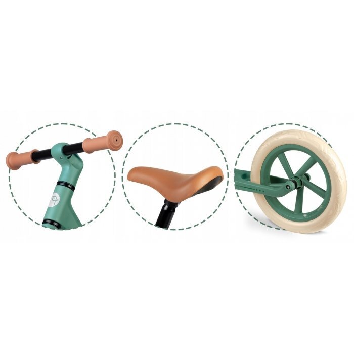 Nukido Bicicleta fara pedale pentru copii Light Flee Verde 87x39x54 cmde la 2ani roti EVAsezut moale cu inaltime reglabila intre 35-41 cmcadru rezistentmanere cauciucate ergonomice cu opritori
