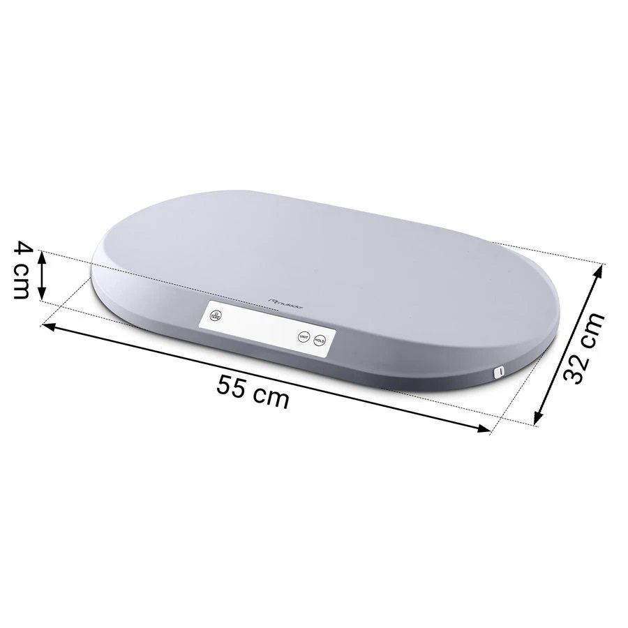 Nukido Cantar electronic pentru copii Grey cu unitati de masura multiple ecran LCD capacitate maxima 40 kg functie Hold indicator baterie descarcata Banda de masurare incorporata dimensiune 55x42x5 cm