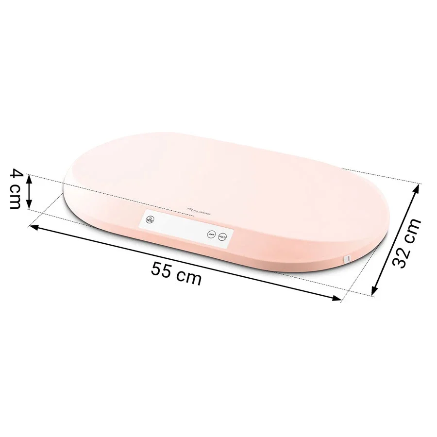 Nukido Cantar electronic pentru copii Pink cu unitati de masura multiple ecran LCD capacitate maxima 40 kg functie Hold indicator baterie descarcata Banda de masurare incorporata dimensiune 55x42x5 cm
