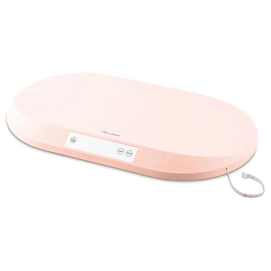 Nukido Cantar electronic pentru copii Pink cu unitati de masura multiple ecran LCD capacitate maxima 40 kg functie Hold indicator baterie descarcata Banda de masurare incorporata dimensiune 55x42x5 cm