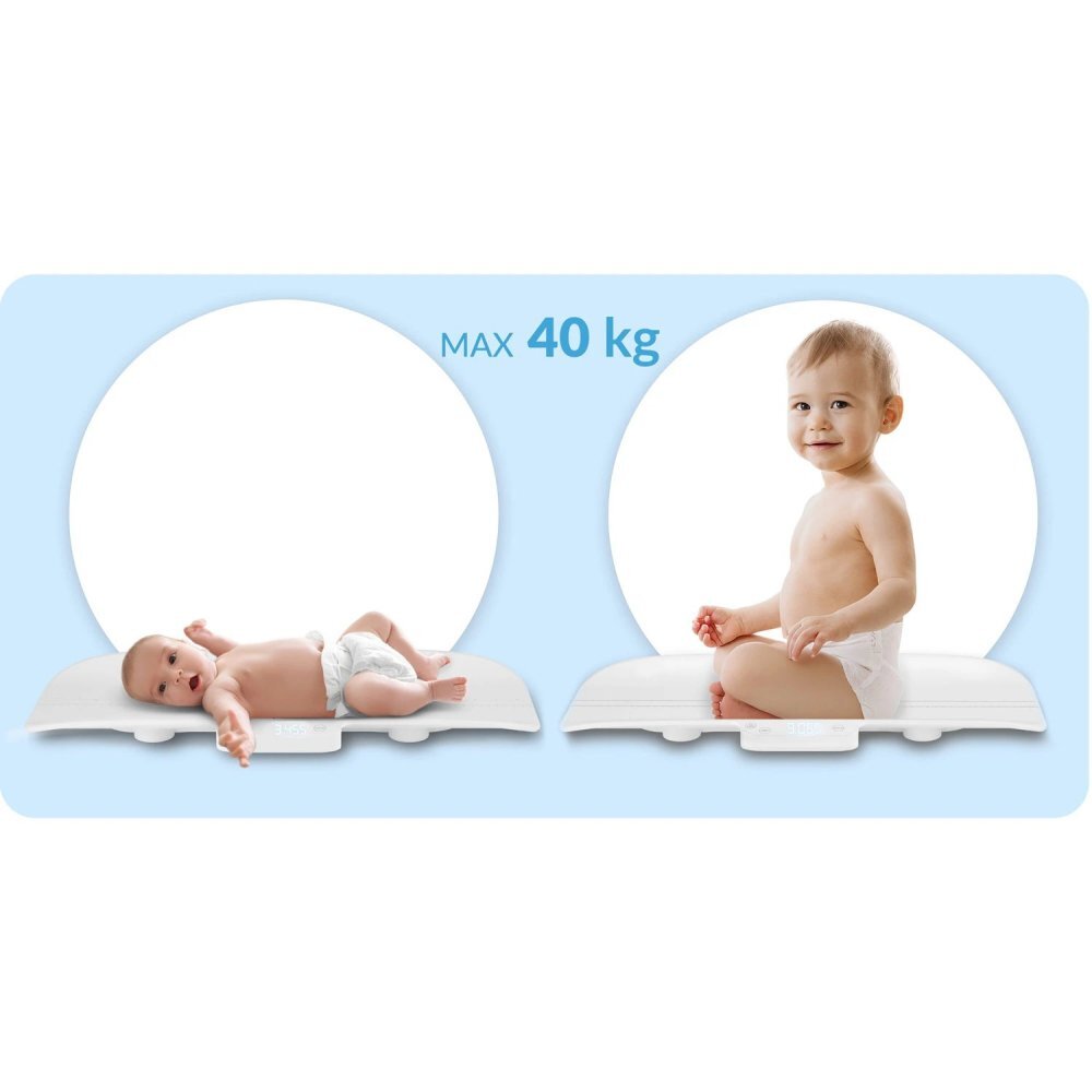 Nukido Cantar electronic pentru copii White cu unitati de masura multiple ecran LCD capacitate maxima 40 kg Functie Hold Taliometru Precizie 0.5g Dimensiune 60.5 x 30 cm