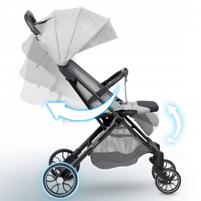 Nukido Carucior cu pliere compacta pentru copii cu suspensiispatar reglabilbara de protectie detasabilacapotina cu protectie UVhusa de transporthusa picioare si husa ploaiedimensiuni compatibile avion Paseo Gri deschis