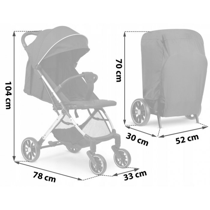 Nukido Carucior cu pliere compacta pentru copii cu suspensiispatar reglabilbara de protectie detasabilacapotina cu protectie UVhusa de transporthusa picioare si husa ploaiedimensiuni compatibile avion Paseo Negru