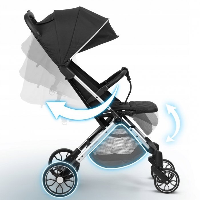 Nukido Carucior cu pliere compacta pentru copii cu suspensiispatar reglabilbara de protectie detasabilacapotina cu protectie UVhusa de transporthusa picioare si husa ploaiedimensiuni compatibile avion Paseo Negru