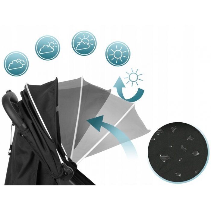 Nukido Carucior cu pliere compacta pentru copii cu suspensiispatar reglabilbara de protectie detasabilacapotina cu protectie UVhusa de transporthusa picioare si husa ploaiedimensiuni compatibile avion Paseo Negru