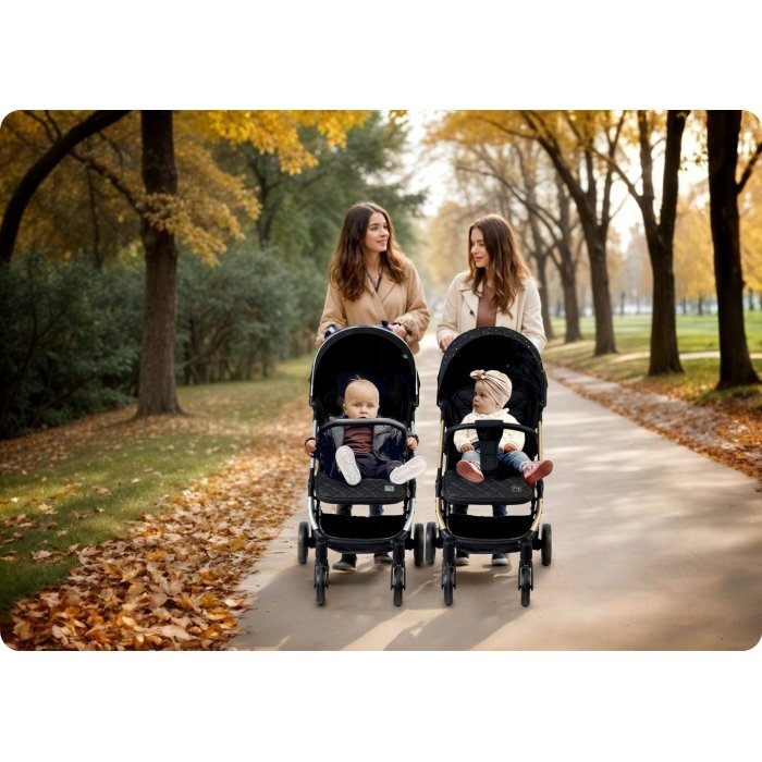 Nukido Carucior sport pentru copii Paseo Negru cu Auriu suspensii spatar reglabil pliere compacta potrivit pentru avion
