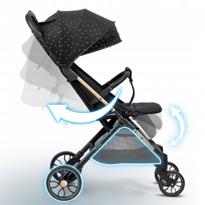 Nukido Carucior sport pentru copii Paseo Negru cu Auriu suspensii spatar reglabil pliere compacta potrivit pentru avion