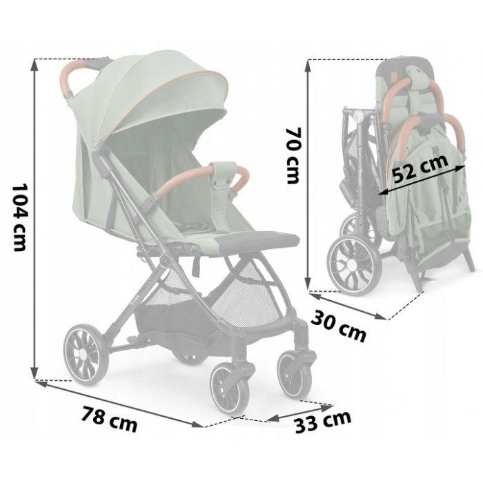 Nukido Carucior sport pentru copii Paseo Verde cu suspensii spatar reglabil pliere compacta potrivit pentru avion