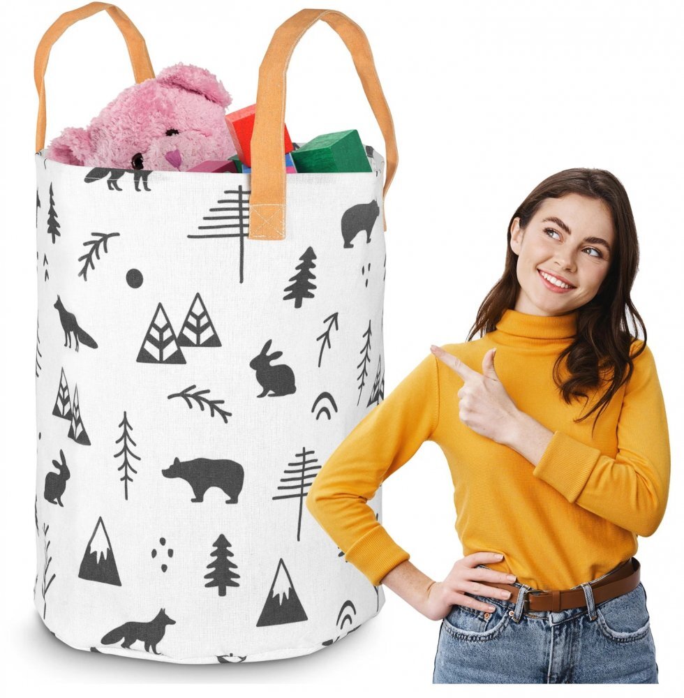 Nukido Cos din bumbac 35x45 cm pentru depozitarea hainelorjucariilor Alb