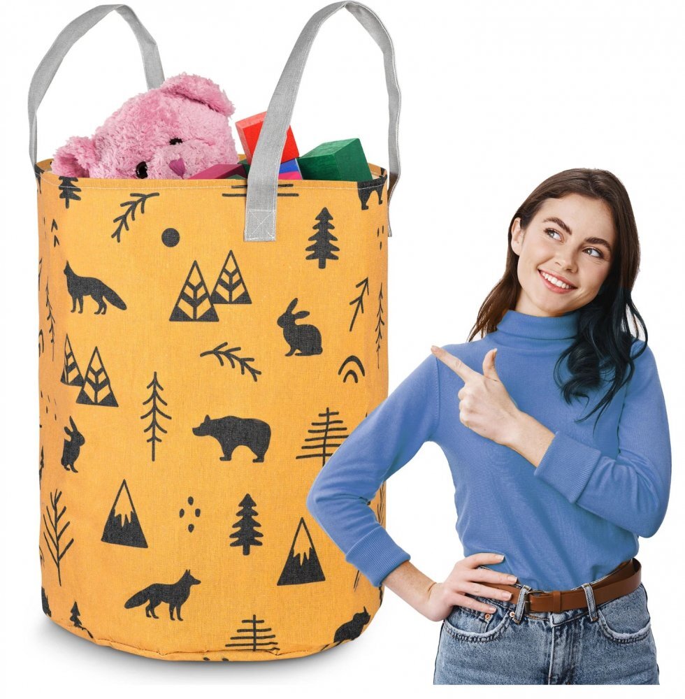 Nukido Cos din bumbac 35x45 cm pentru depozitarea hainelorjucariilor Galben