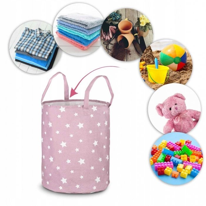 Nukido Cos din bumbac 35x45 cm pentru depozitarea hainelorjucariilor Roz