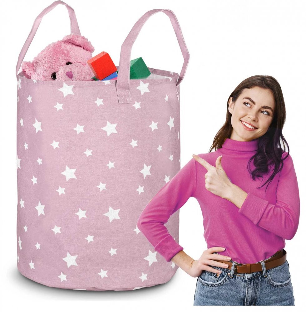 Nukido Cos din bumbac 35x45 cm pentru depozitarea hainelorjucariilor Roz