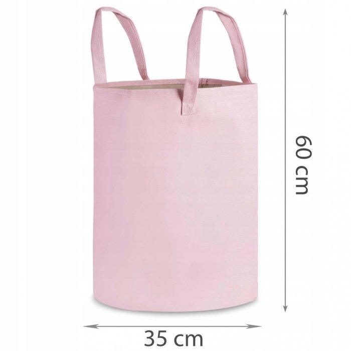 Nukido Cos mare pentru depozitare jucariihaine Roz pudra 35x60cm Capacitate mare Manere rezistente Tesatura din bumbac
