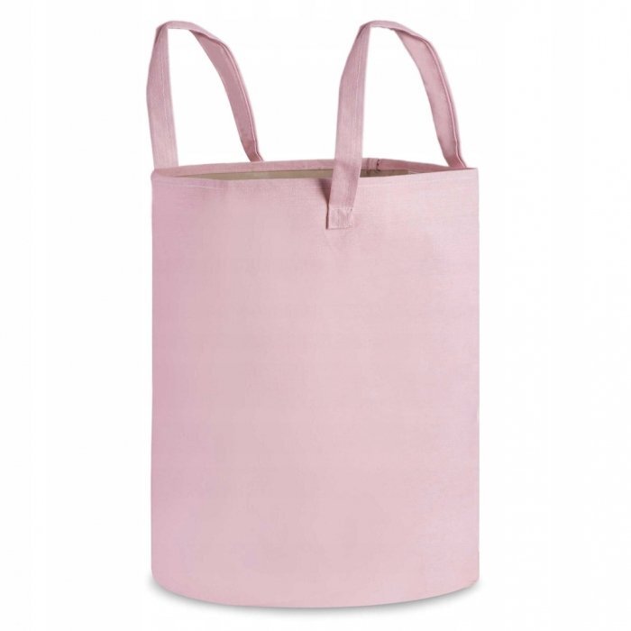 Nukido Cos mare pentru depozitare jucariihaine Roz pudra 35x60cm Capacitate mare Manere rezistente Tesatura din bumbac