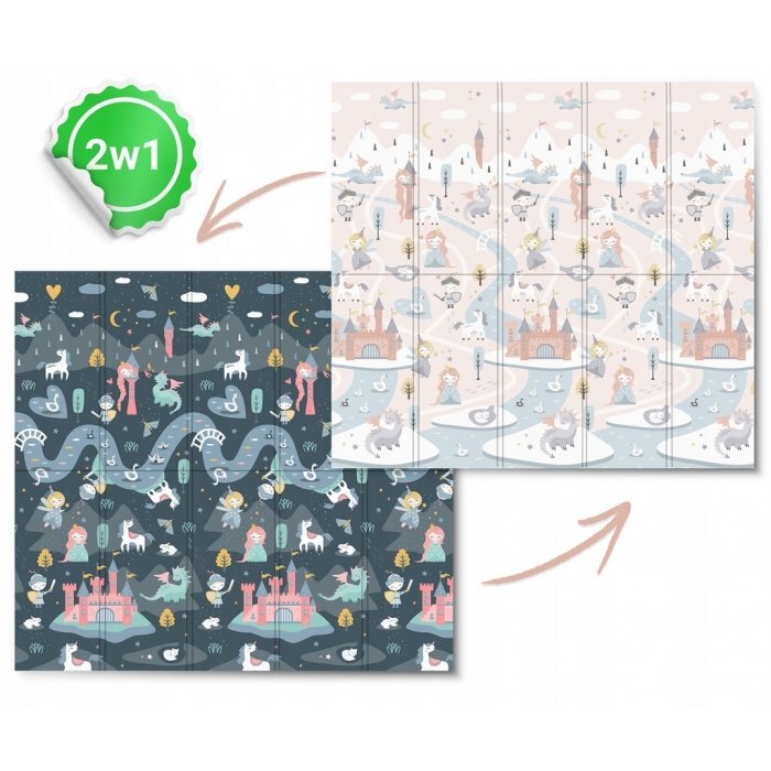 Nukido Covoras de joaca pentru copii 200x180x1 cm Castelul printesei Gripliabil din spuma XPE inodor cu doua fete