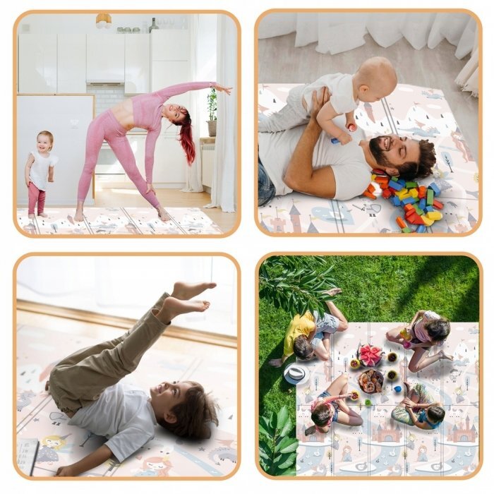 Nukido Covoras de joaca pentru copii 200x180x1 cm Castelul printesei Gripliabil din spuma XPE inodor cu doua fete