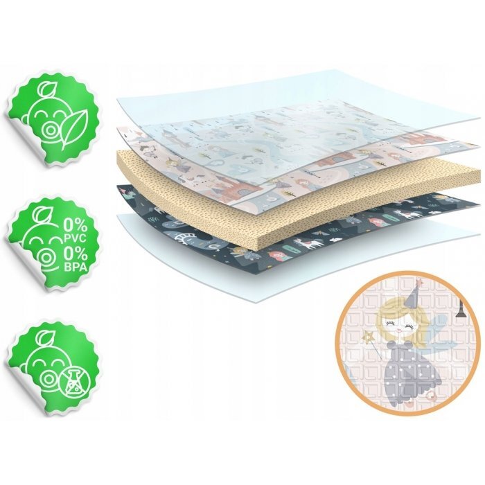 Nukido Covoras de joaca pentru copii 200x180x1 cm Castelul printesei Gripliabil din spuma XPE inodor cu doua fete