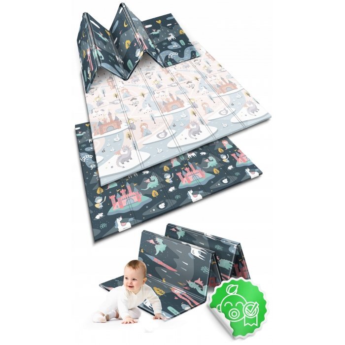 Nukido Covoras de joaca pentru copii 200x180x1 cm Castelul printesei Gripliabil din spuma XPE inodor cu doua fete