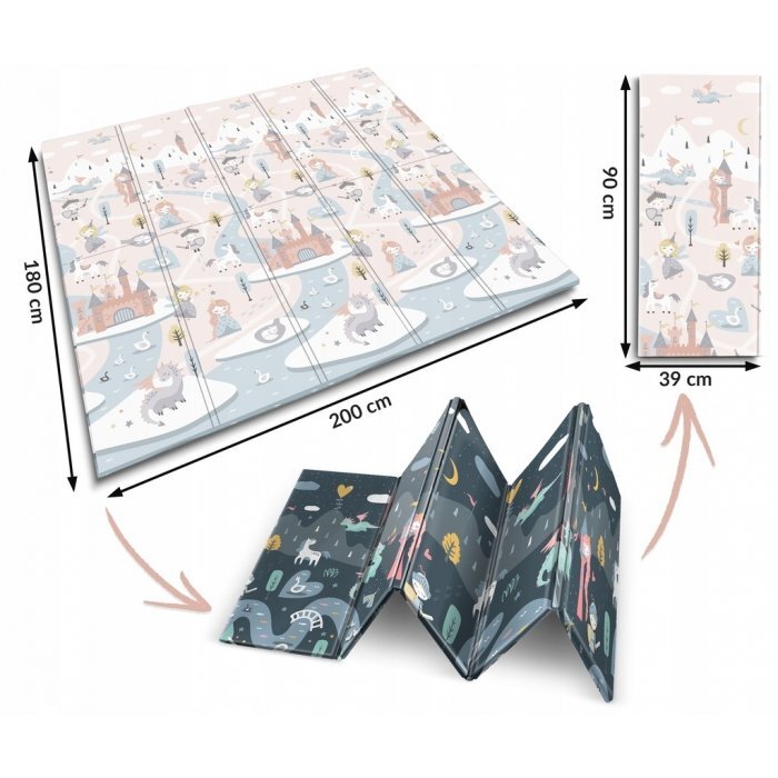 Nukido Covoras de joaca pentru copii 200x180x1 cm Castelul printesei Gripliabil din spuma XPE inodor cu doua fete