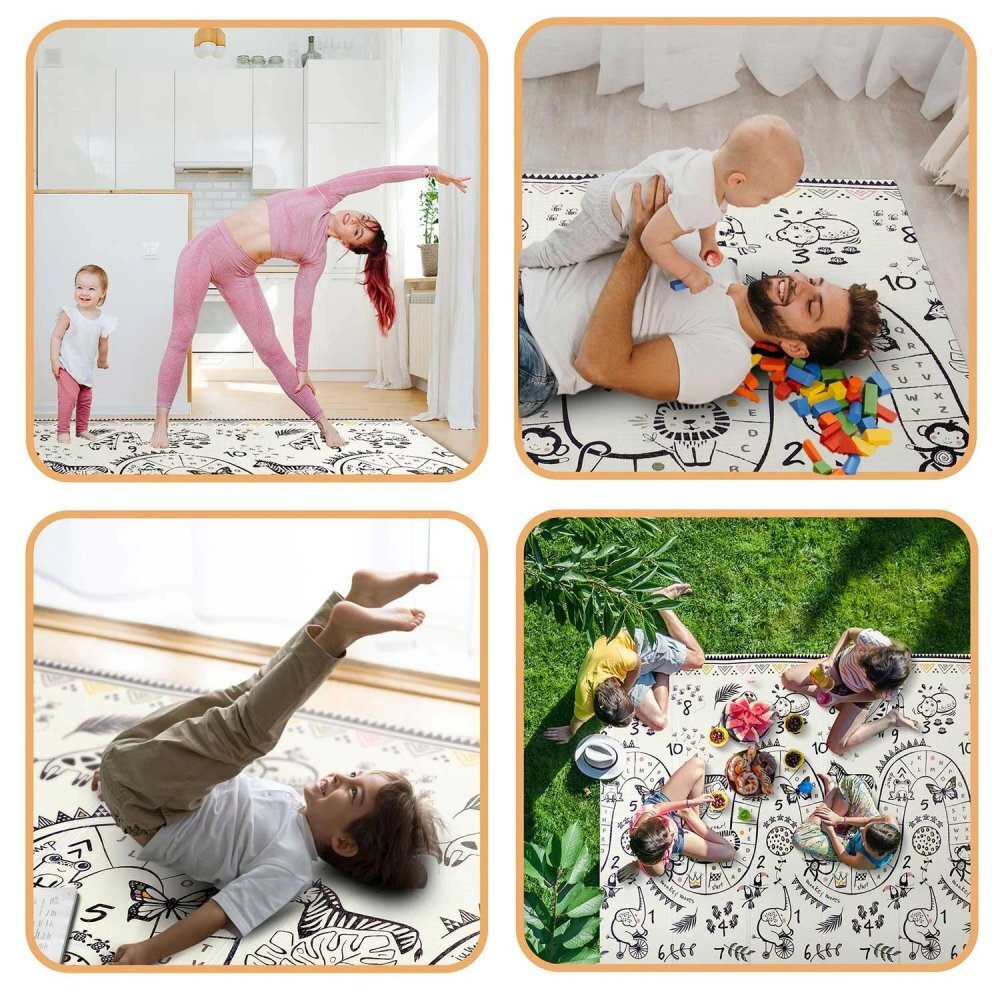 Nukido Covoras de joaca pentru copii cu doua fete Forest 200x150x1cmpliabilrealizat din spuma XPE inodorain cutie de carton ce se poate colora